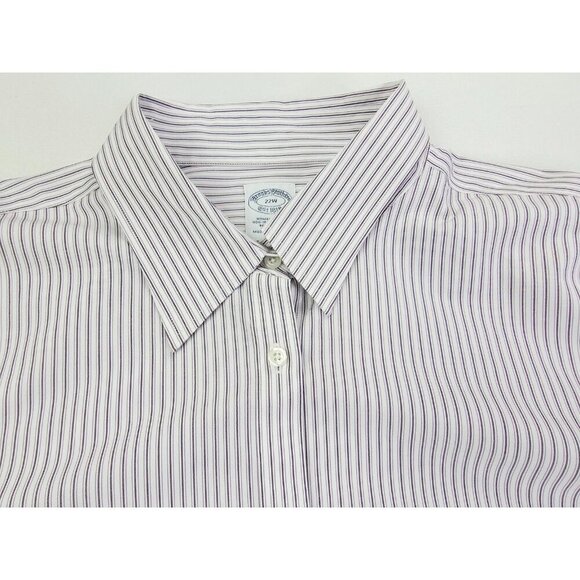 Brooks Brothers Womens French Cuff Fitted Non Iron Size 22W White Stripe Shirt - Picture 10 of 10
